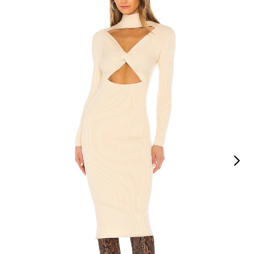 Lovers + Friends Knit Cream Midi Dress